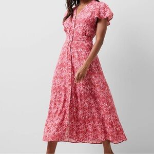 French Connection Pink Floral Midi Dress